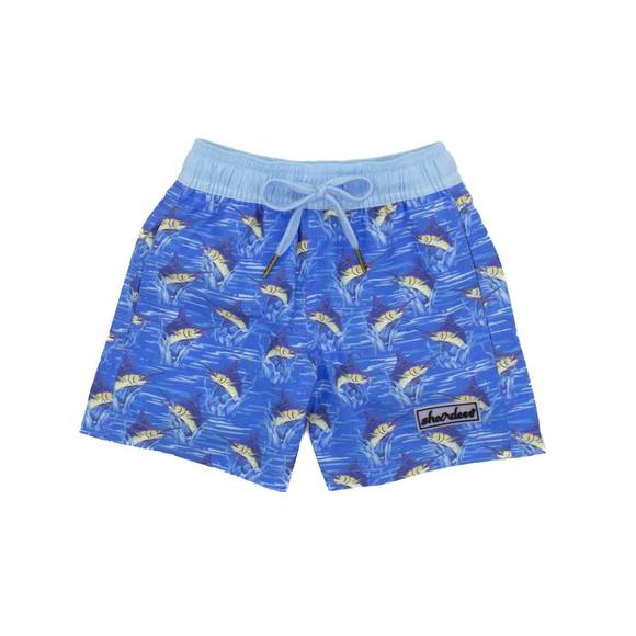 Properly Tied Boys Blue Marlin Fish - Shordees Swim Trunks main image 1
